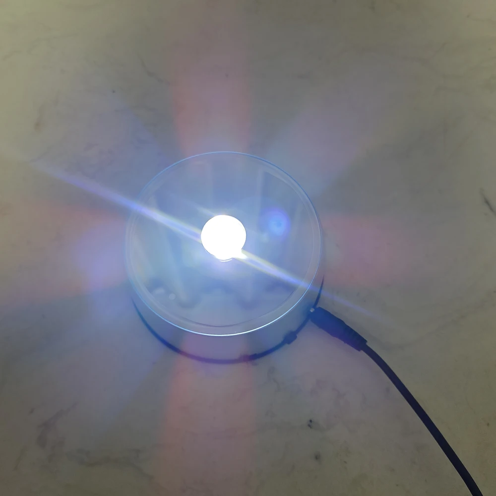 EU adapter 9cm crystal Rotating led light stand base for Glass Cube 4 SMD RGB color changing rotated led bottle base stand