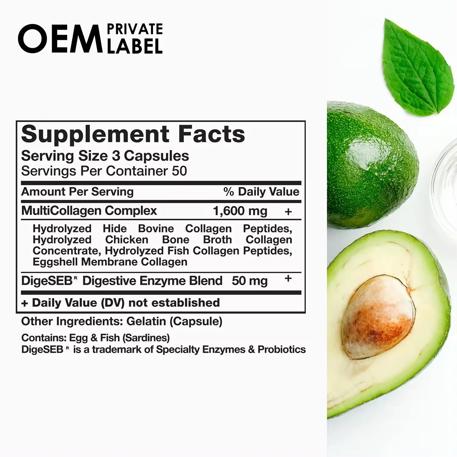 Biocaro Vitamins Multi Collagen Supplement Complex Hydrolyzed Multi Collagen Capsules Peptides for Skin, Wrinkles