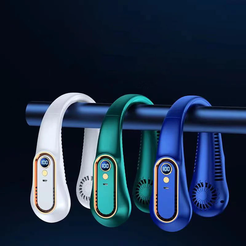 Hot Sale Usb Led Digital Portable Hand-Free Mini Usb Fan Rechargeable Sport Lazy Hanging Neck Fan