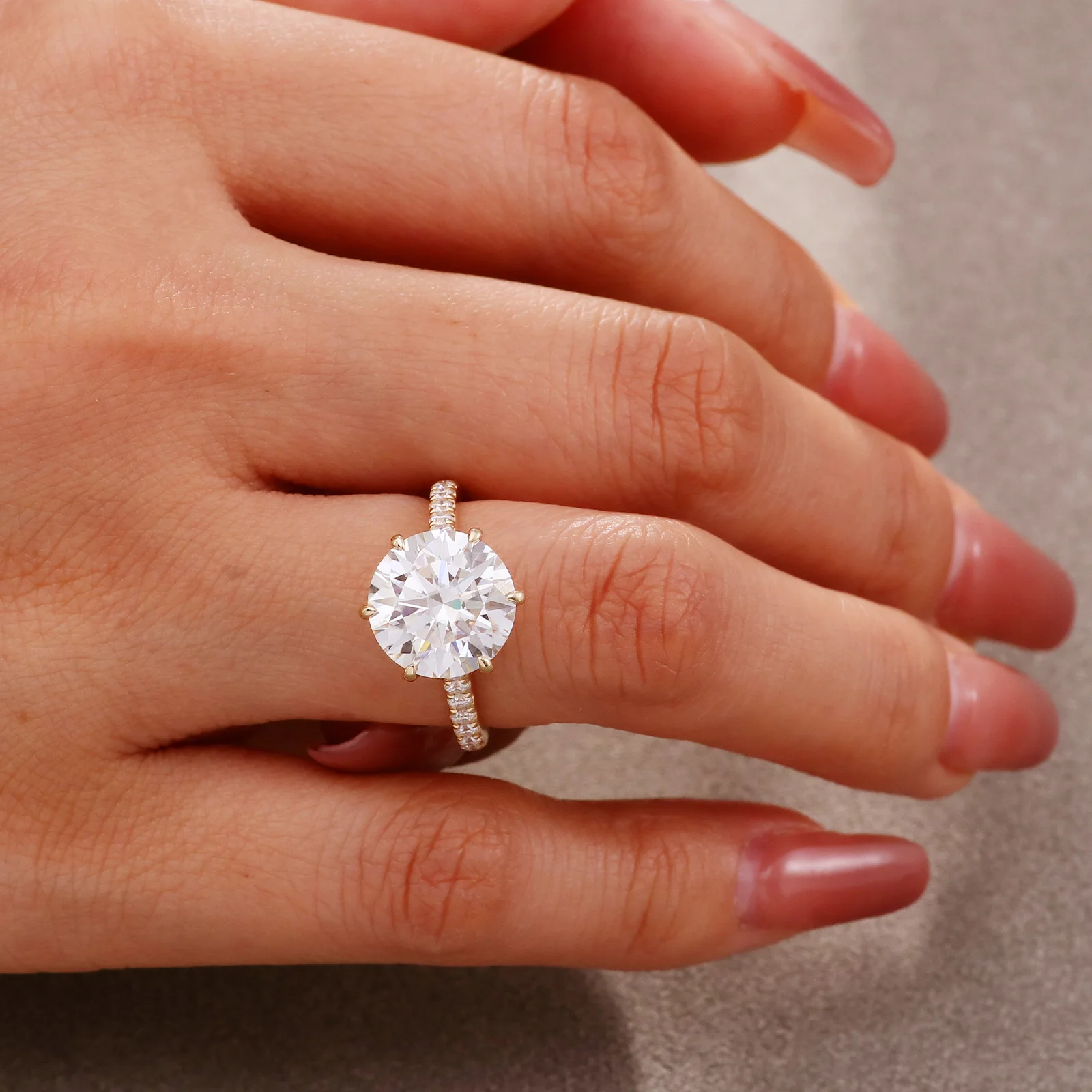 High Quality Custom Jewelry 10K 14K 18K Real Gold D Class VVS 1-3 Ct Moissanite Diamond Engagement Wedding Ring For Women