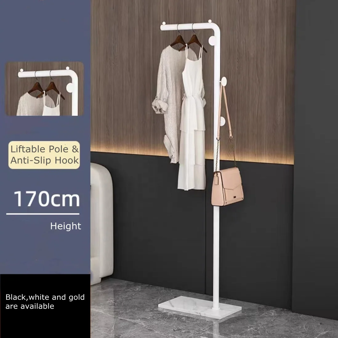 2022 Hot Selling Garment Rack Clothes Organizer Rack with Metal Shelves Clothing Hanging Coat Rack Stand With Marble Base
