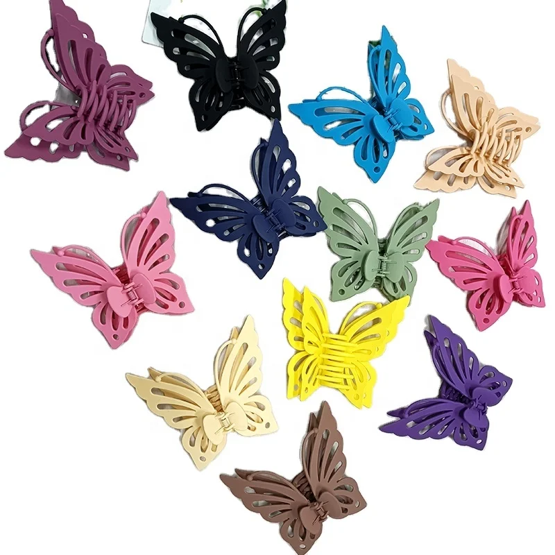 13.5cm Double Layer Wing Hollow Antenna Butterfly Plastic Hair Claw Girls Women Back Head Hairpins