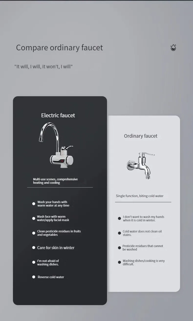 Wholesale Cheap Plastic Tankless 3500W/5500W 110V/220V Hot Water Kitchen Instant Electric Water Heaters With Shower Head