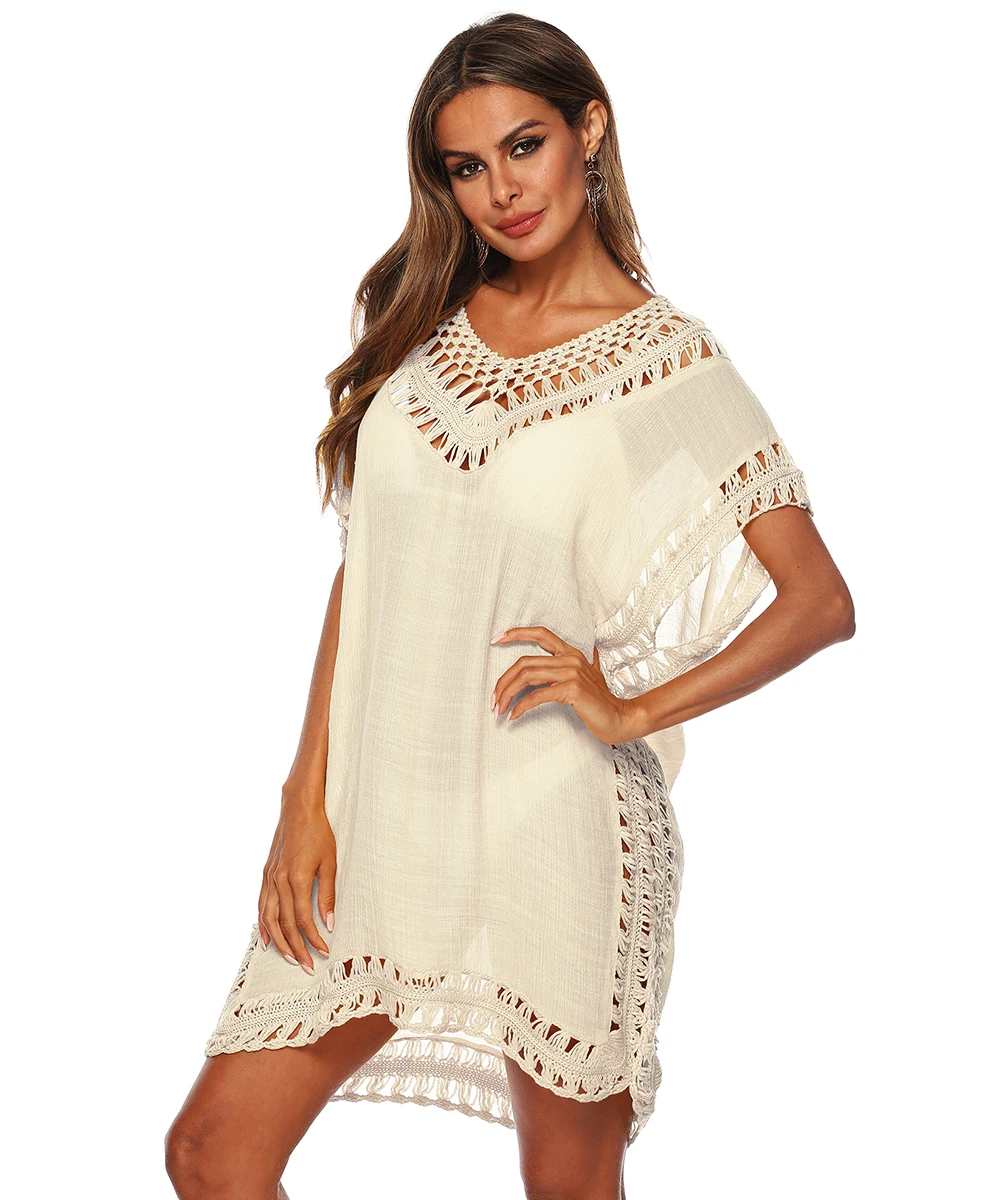 Wholesale Women Sexy Hollow Out Vestidos De Playa Crochet Dress Beach Wear Swimsuit Cover Ups