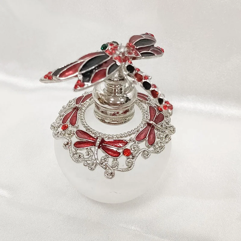 40ml Patented Metal Dragonfly Animal Perfume Frosted Essential Oil Bottle Glass Attar Refillable Bottle Factory Outlet#81148