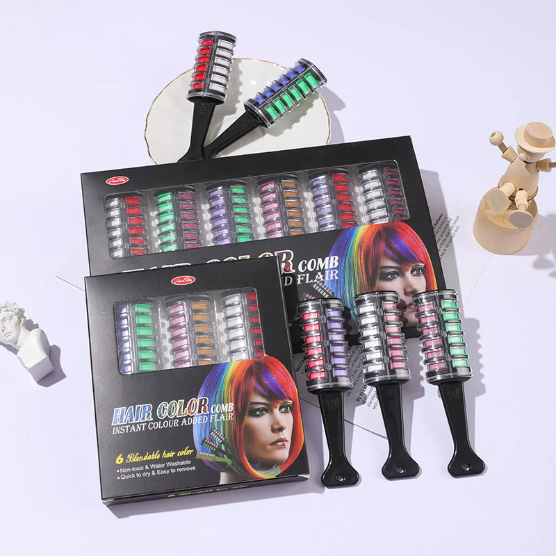Wholesale Festival Party Halloween Double Color Magic Temporary Hair Dye Comb Set DIY Hair Color 2 Colors In 1 Hair Chalk Kit