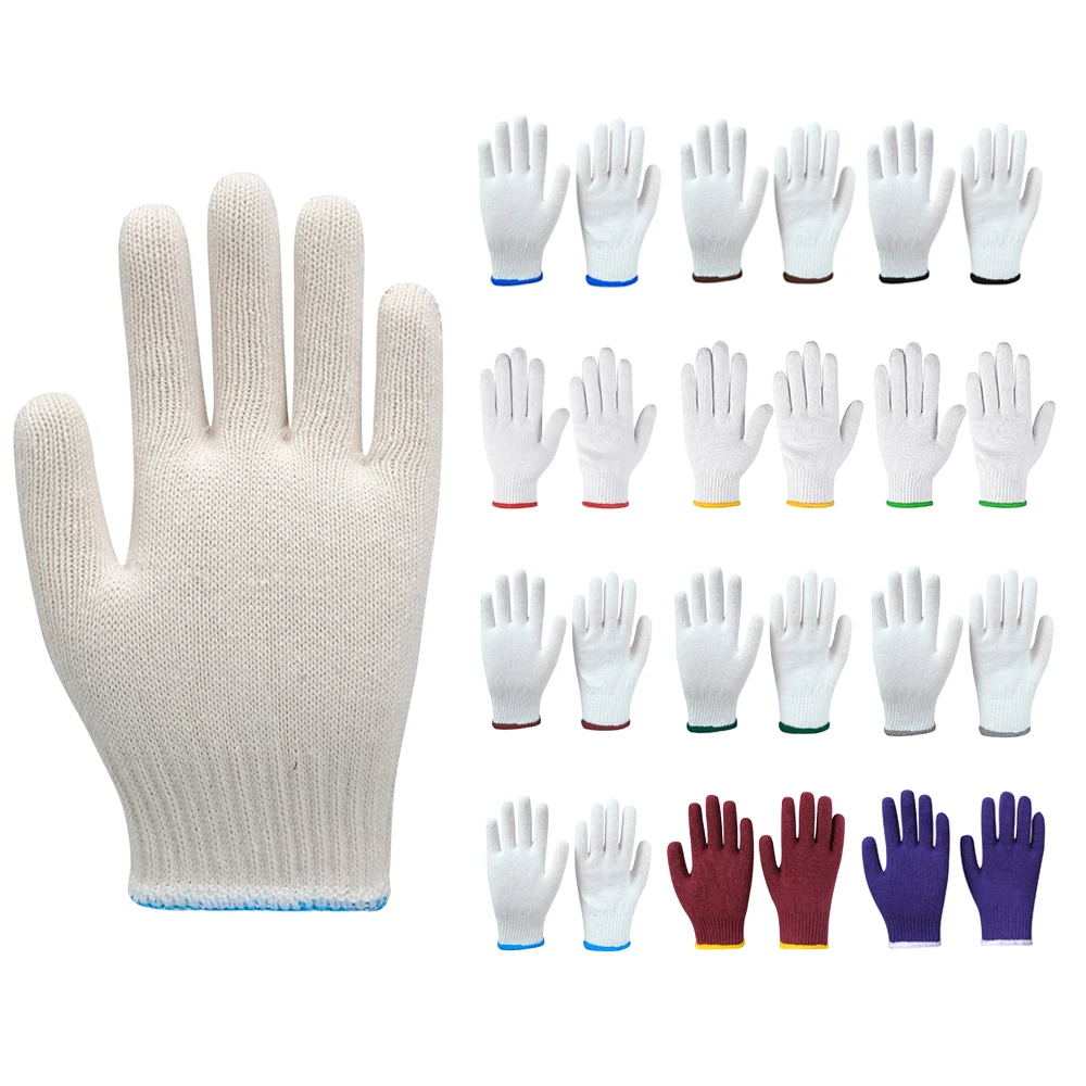 30-80g White Cotton Glove Customable Safety Construction Cotton Knitted Gloves for Working gardening
