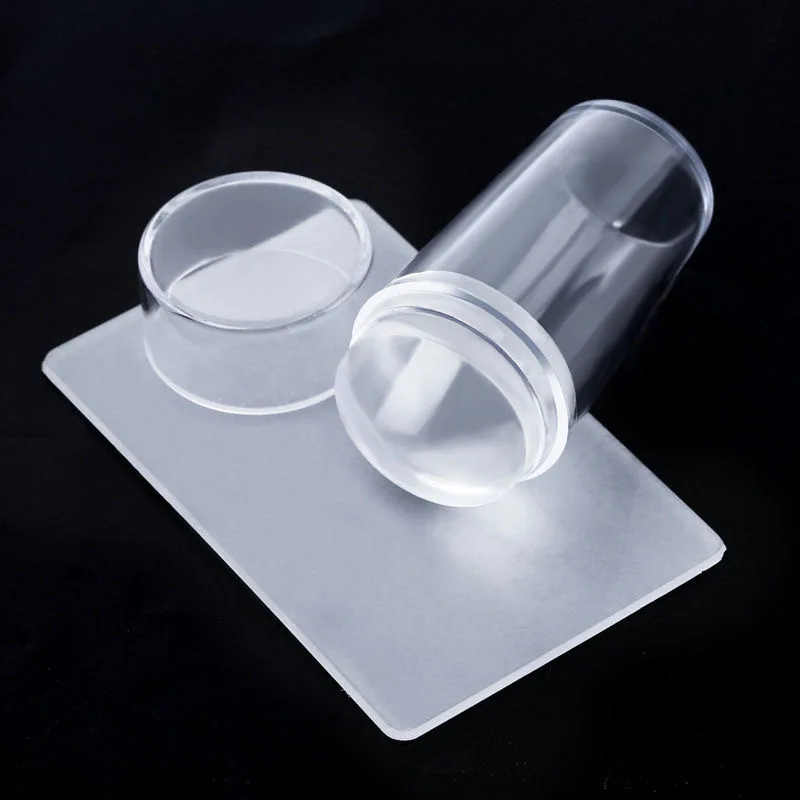 Hot Sell DIY Plastic Handle Clear Jelly Silicone Nail Art Stamper with Scraper For Stamping Polish Print Plate Image Tool Kit