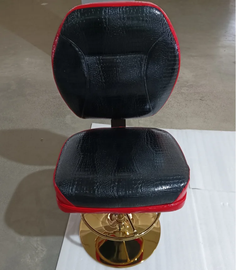 WSE 5840 New high quality modern leather bar stool chairs casino swivel chair red gold legs poker chair with castors