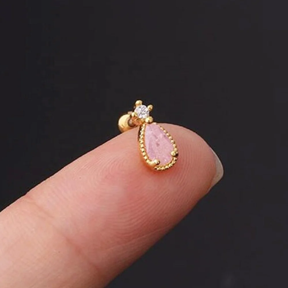 20G Stainless Steel Colorful CZ Cartilage Earrings Flower Butterfly Moon Stud Earring Pierce Helix Jewelry Tragus Piercing