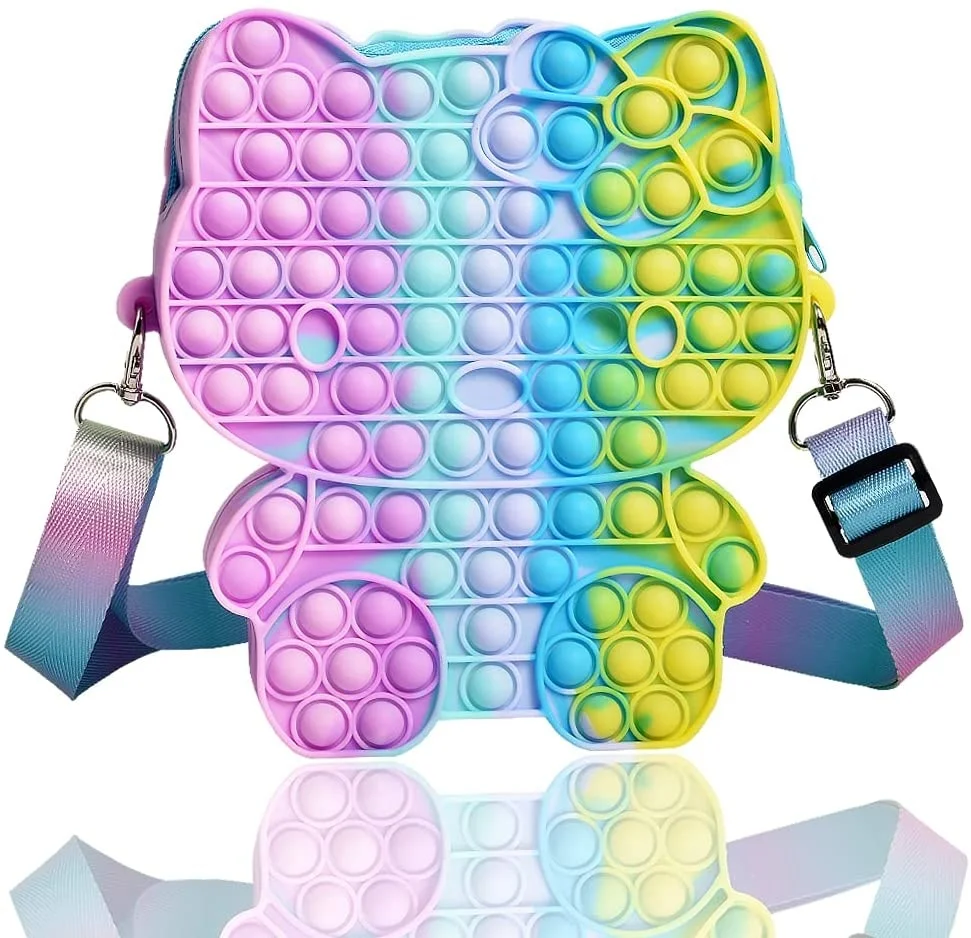 Pop On It Purse Kitty Crossbody Backpack Shoulder Bag Push Pop Bubble Fidget Sensory Autism Stress Relief Toy