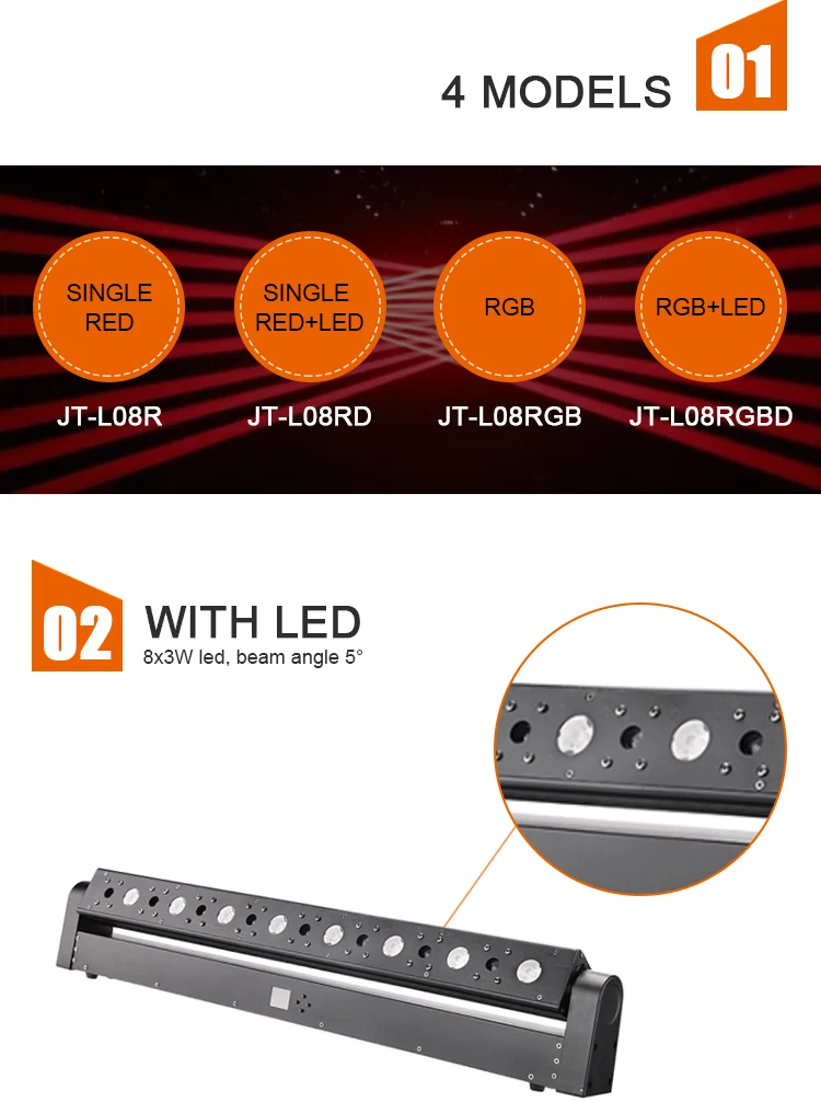 Wholesale 8 Heads Single Red Single Blue Single Green Laser Bar disco lights Stage Lighting Lazer Beam