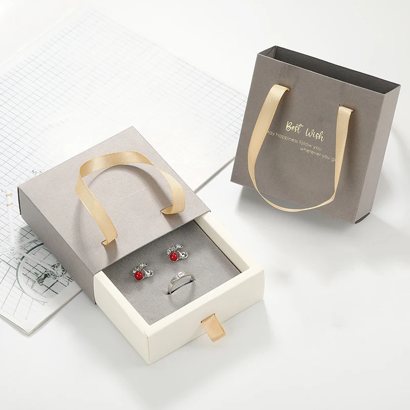High-end Earring Ring Jewellery Gift Boxes Jewelry Drawer Paper Box Packaging with Foam insert