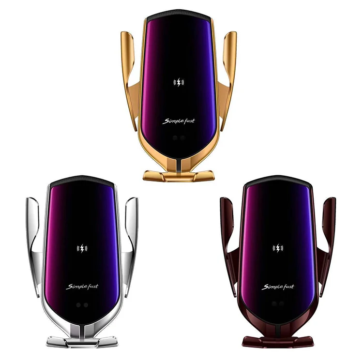 
R2 15W Qi Wireless Fast Charging smart sensor Automatic Clamping car wireless charger holder 