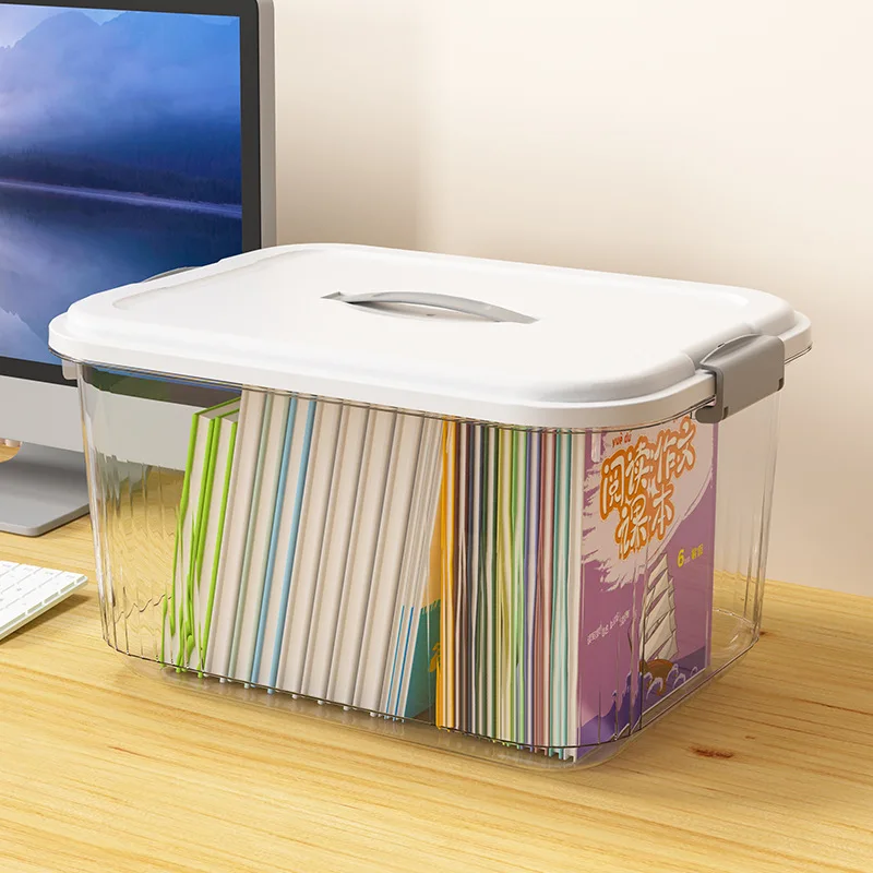 Plastic Storage Boxes Bin Tote Organizing Container with Durable Lid and Secure Latching Buckles Stackable for Toys Clothes