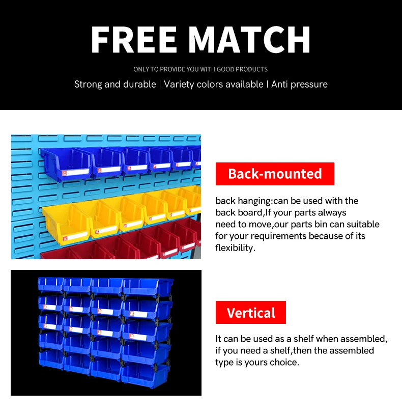 High quality Warehouse Storage PP Plastic Hanging shelves Bins/Boxes