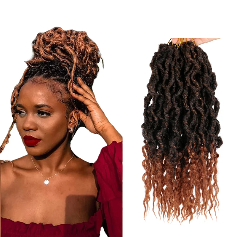 wholesale Goddess Faux Locs Hair Extension 16 inch 24 roots Curly Bohemian Queen Locs for Women Crochet Hair