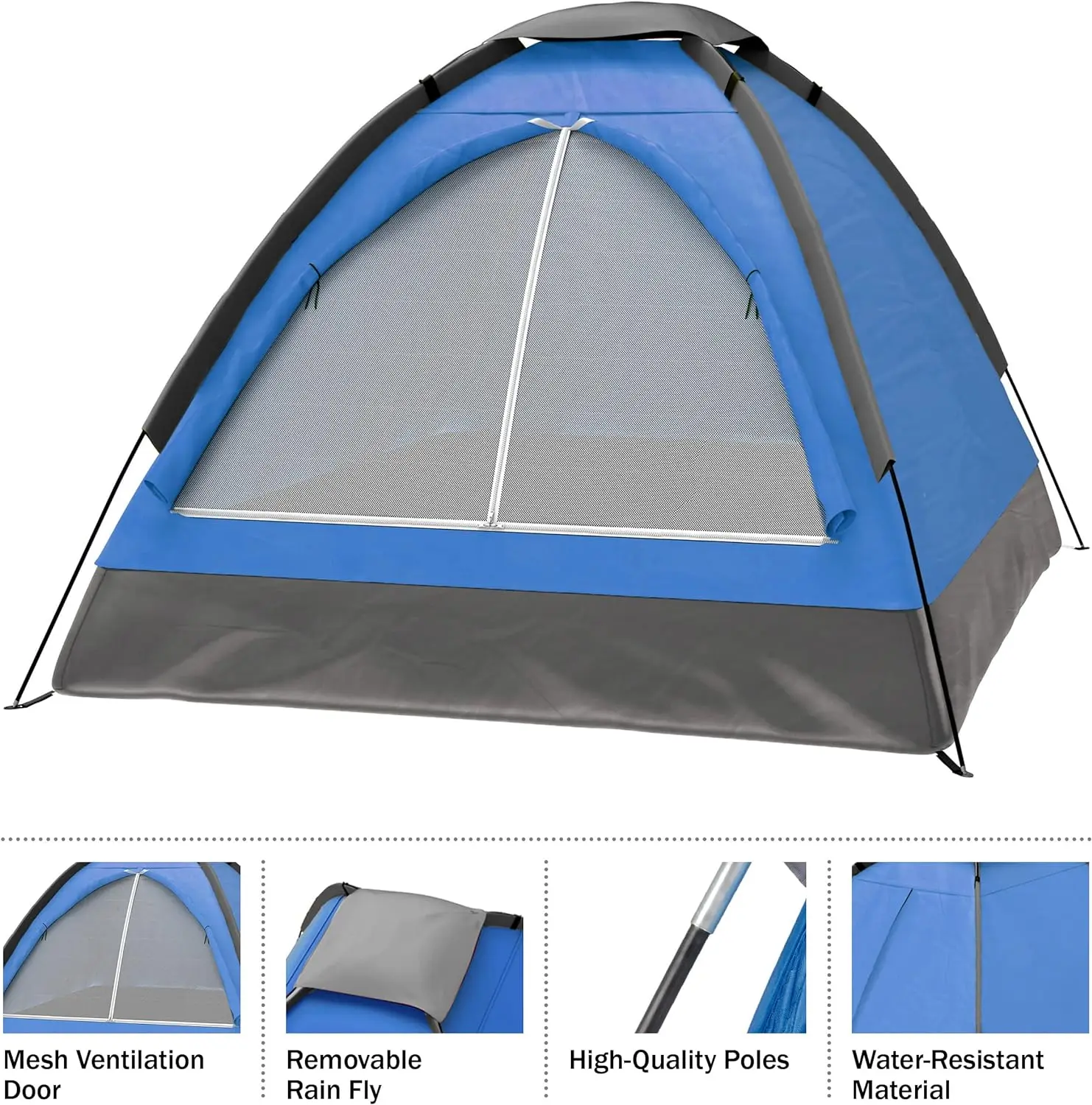 Mult-Person Dome Tent Easy Set Up Shelter with Rain Fly and Carry Bag for Camping Beach  Backpacking  Hiking and Festivals
