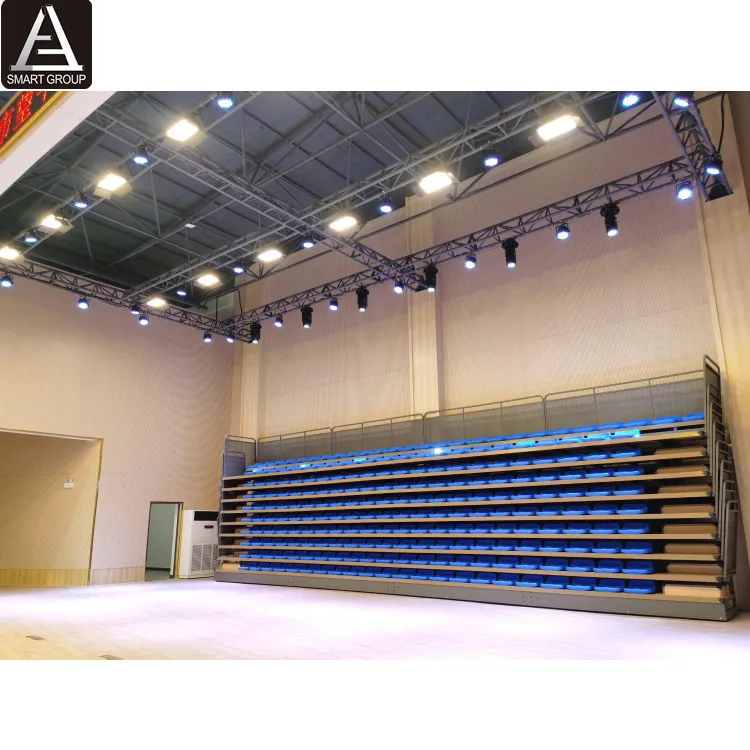 10 Rows Electric Telescopic Bleachers Tribune Seating  Indoor Basketball Retractable Stadium Bleachers Telescopic Gym Bleachers
