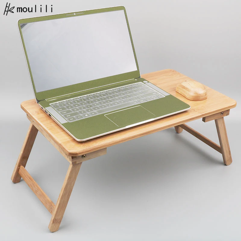 Factory custom logo folding laptop portable desk bamboo wood laptop study table for bed (62170258091)