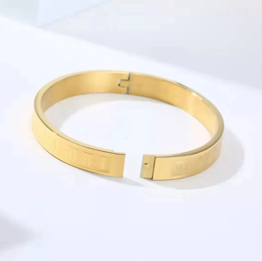 Hip Hop Roman Numerals Couple Bracelets 316 L Stainless Steel Numeral Bangle Bracelets Wristband Man Women