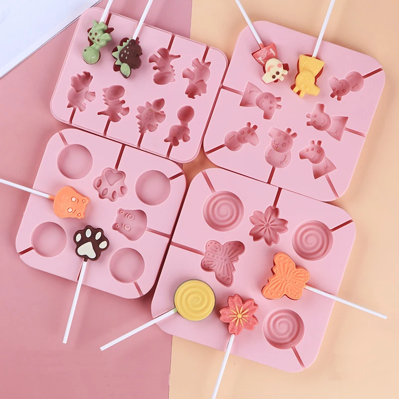 Custom Silicone Chocolate Molds 3D Straw Topper Cat Dog moldes silicona para fondant Jelly Lolly Baking Molds