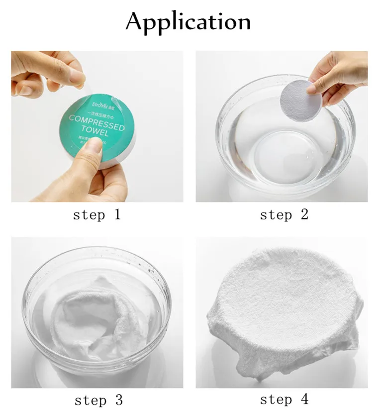 
Custom Coin Capsule Disposable Cotton Pressed Face hand Towel 