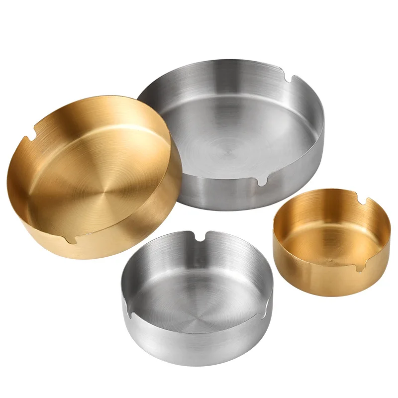 Gunter Cheap Price Outdoor Stainless Steel Ashtray Windproof Round Shape Ash Tray Smoking Accessories Home Desktop Ash Holder