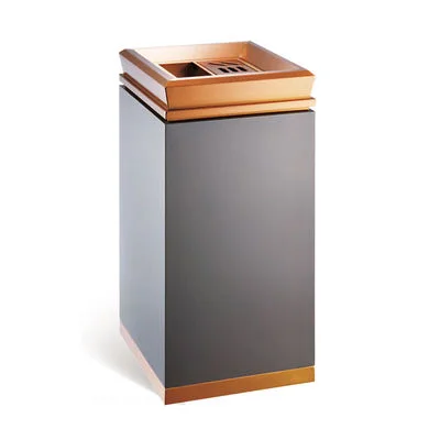 Luxury Hotel Mall Lobby Elevator Stainless Steel Metal Marble Ashtray  Rose gold Trash Can Outdoor Bin Garbage can