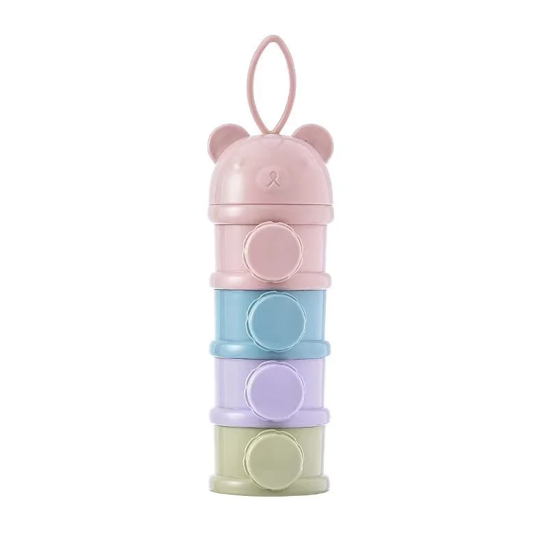 3 or4 ayer Cartoon Bear Bpa Free Plastic Portable Baby Milk Powder Container formula container Baby Food Snack Box