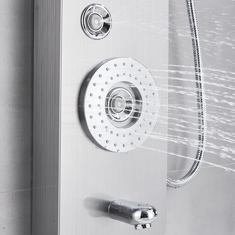 
Yizon Shower Column Panel Brushed Nickel Black Wall Mount Massage Jets Para Bathroom Shower Douche Digital Display Shower Head 