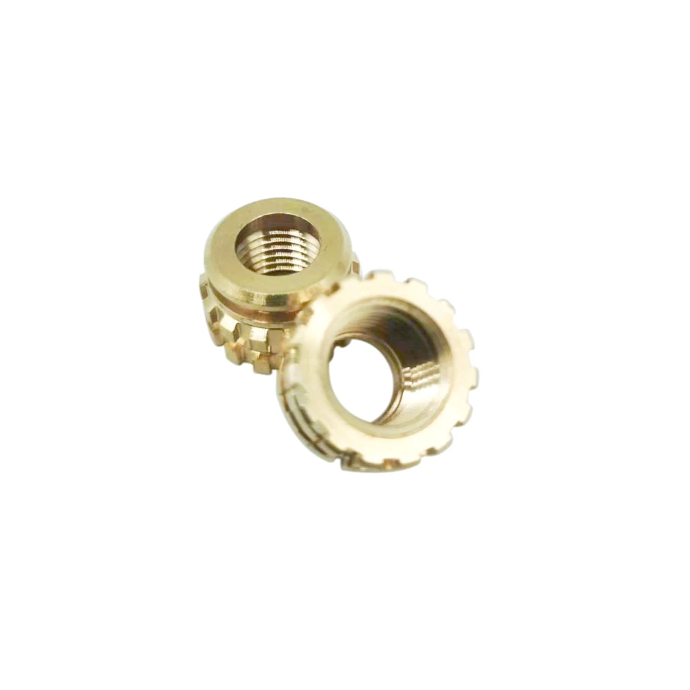 Injection Molded Flat Round Head Grooved Copper Female Thread Stud Vertical Knurled Brass Insert Nut For Plastic Housing
