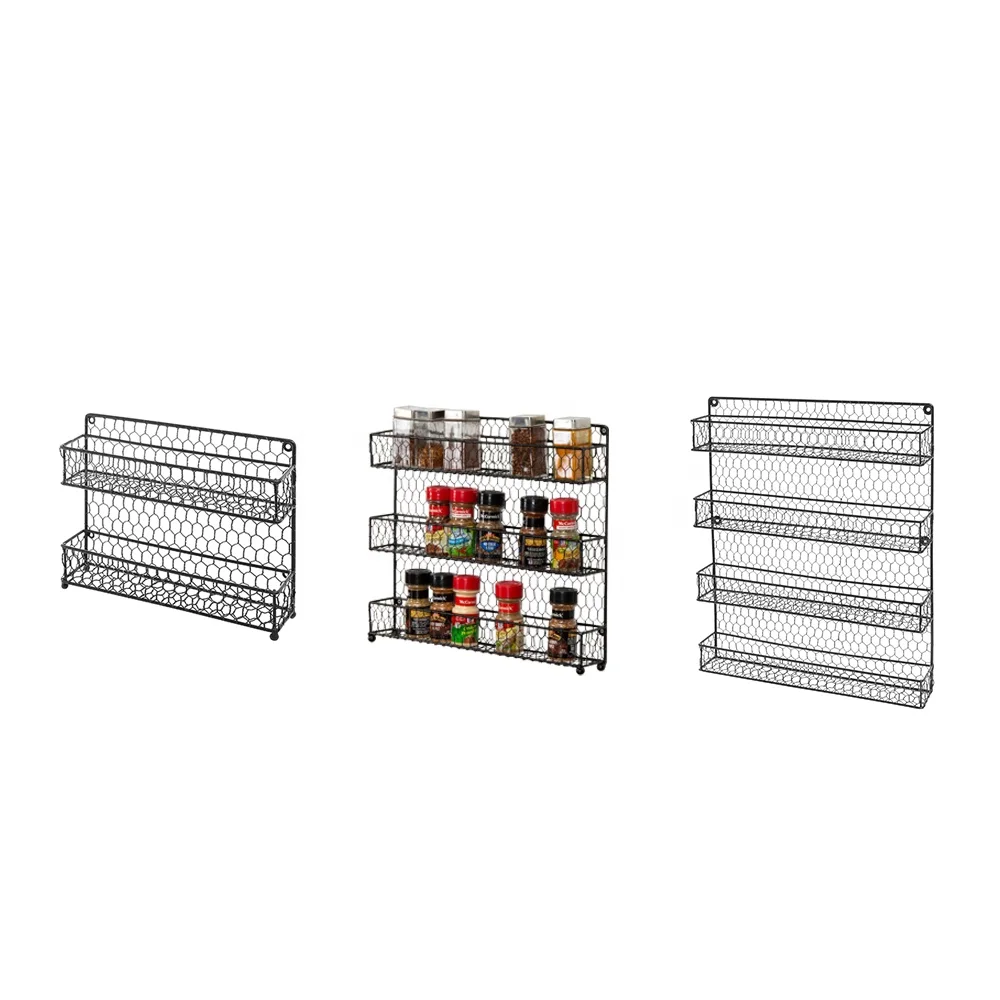 Freestanding Wall Mounted Rustic Metal Wire Weaving Seasoning Organizer Cardboard Spice Display Rack Custom Made Racks