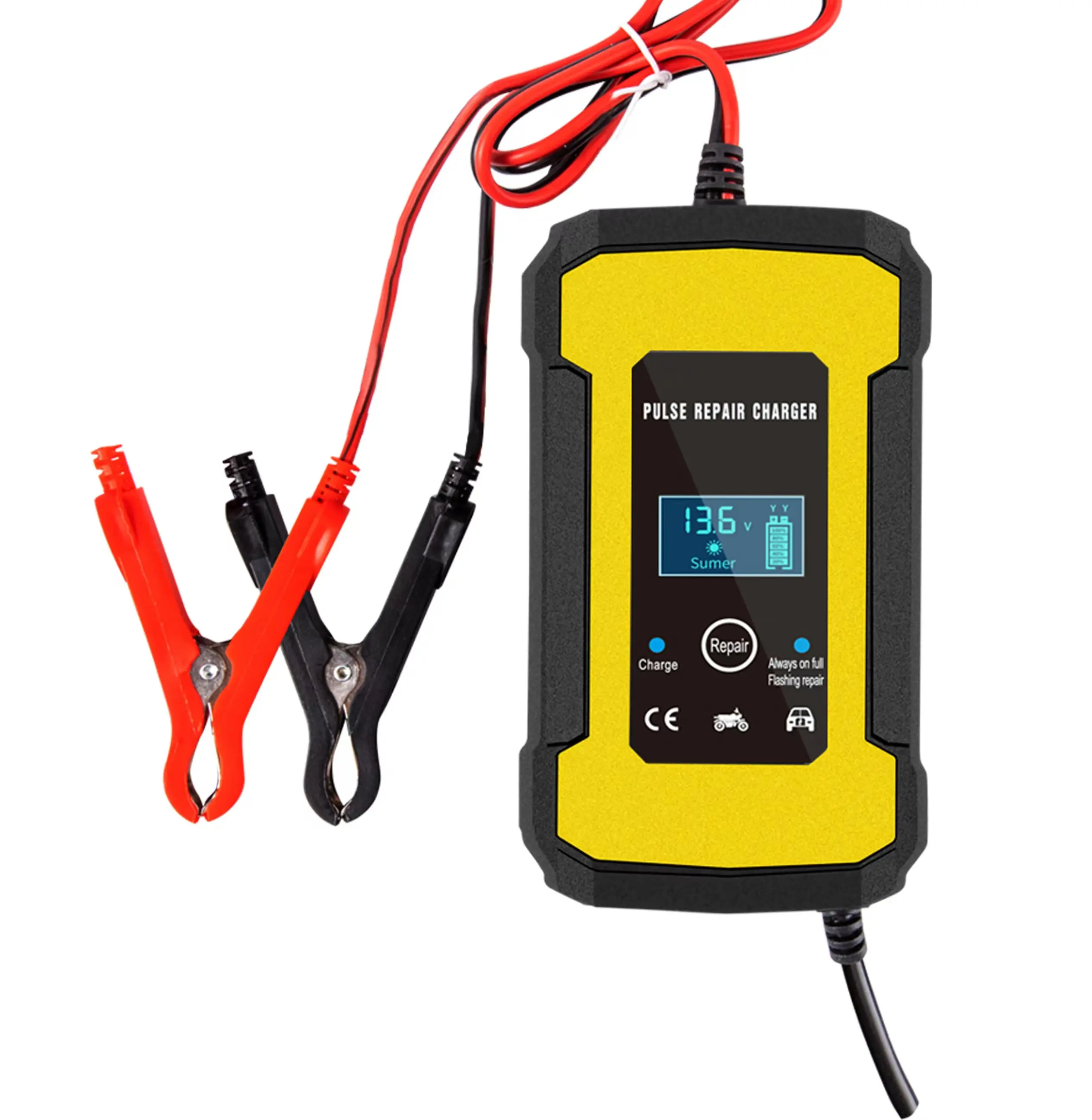 Factory direct fast charge pulse repair intelligent 12V6A car battery charger motorcycle charger full automatic stop charging