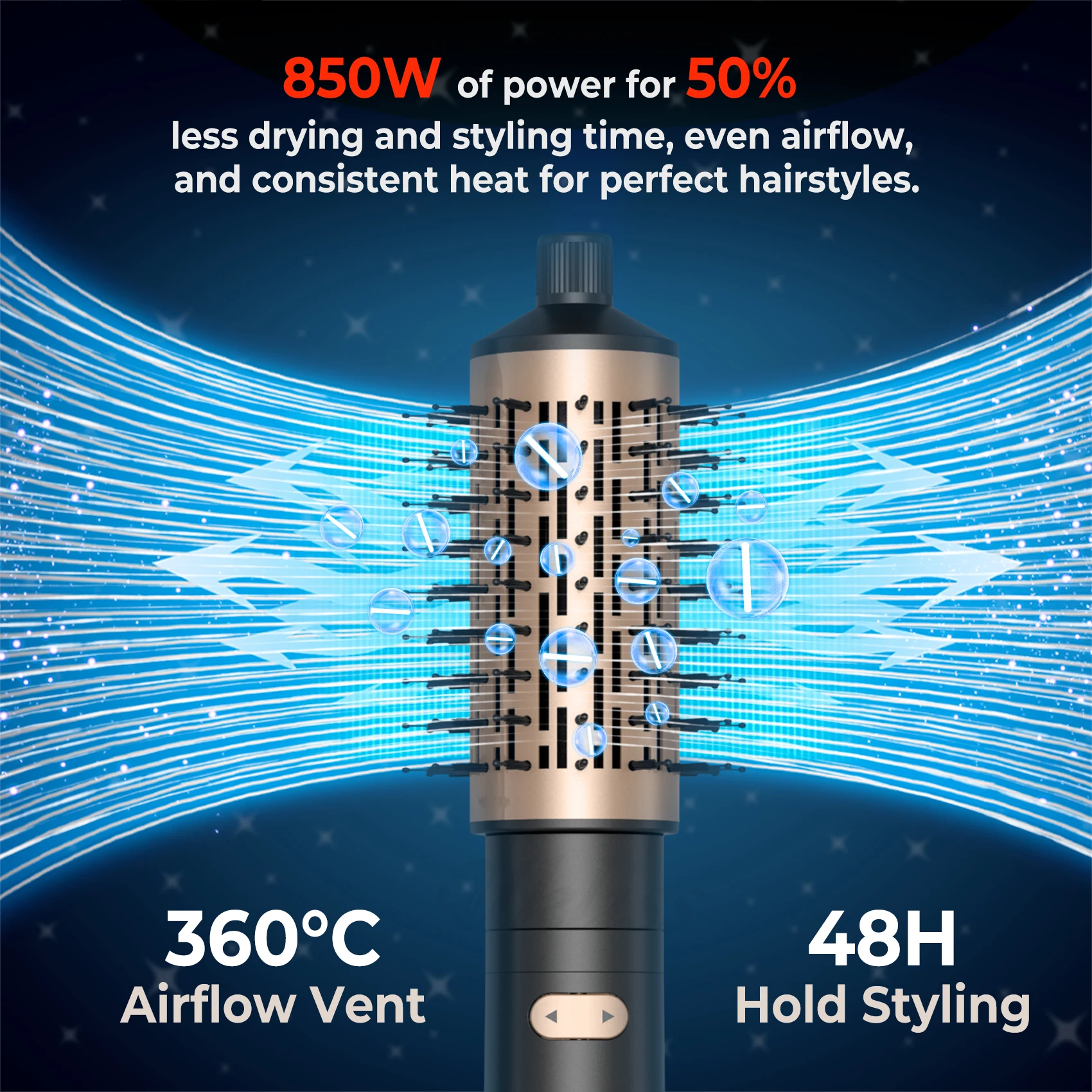 Hot Air Comb High Speed 110000 RPM Hiar Dryer Brush 3 in 1 Automatic Rotating Hair Curling Iron
