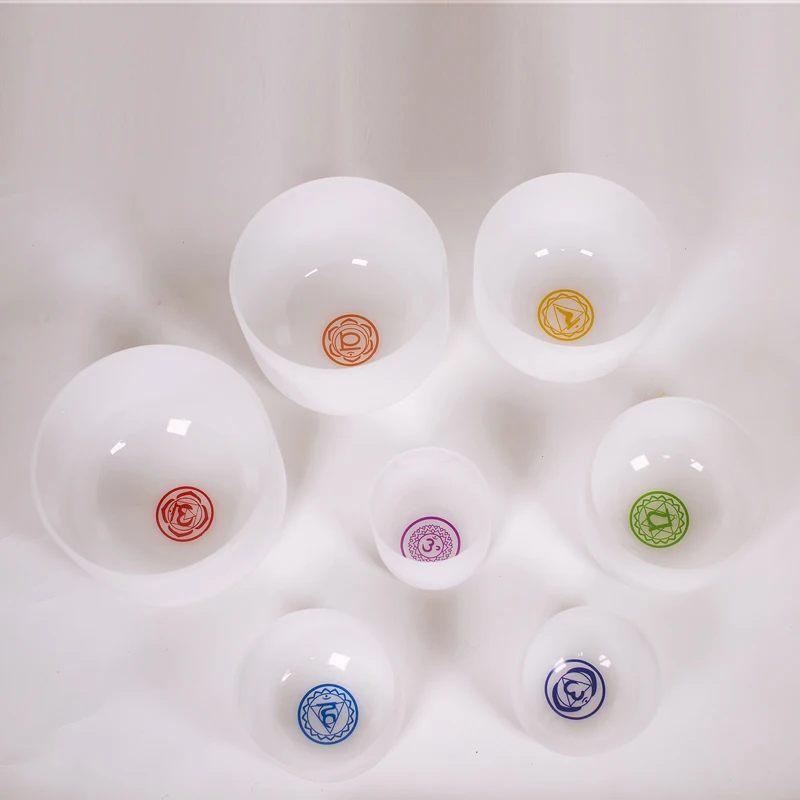 Frosted Chakra Milky Quartz Sound Therapy Singing Bowls