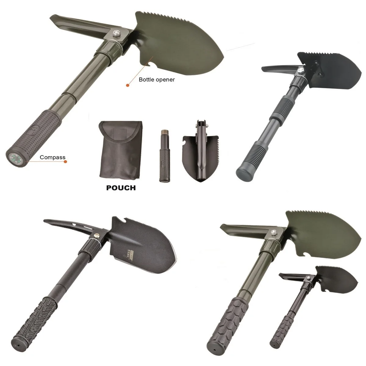 Multi Function Multipurpose folding Shovel, small size camping shovel foldable