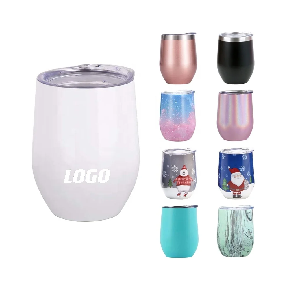 Подарочный набор с крышкой с логотипом на заказ, чашки из нержавеющей стали с двойными стенками, 12 унций, 12 унций, бесступенчатые изолированные сублимационные заготовки, градиентный винный стакан