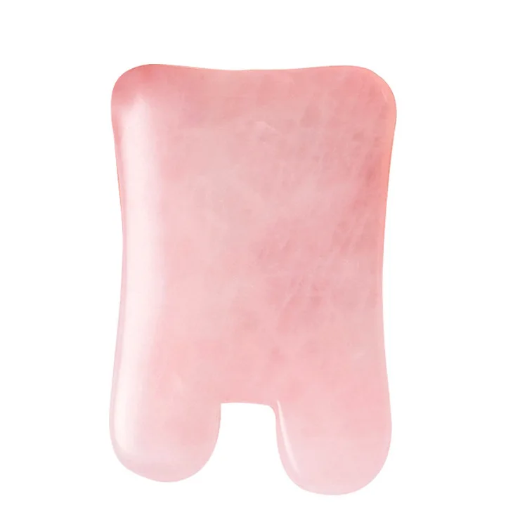 Manufacturer Pink Rose Quartz Jade Guasha Stone Heart Board Custom Logo Scraping Skin Care Facial Massage Tool