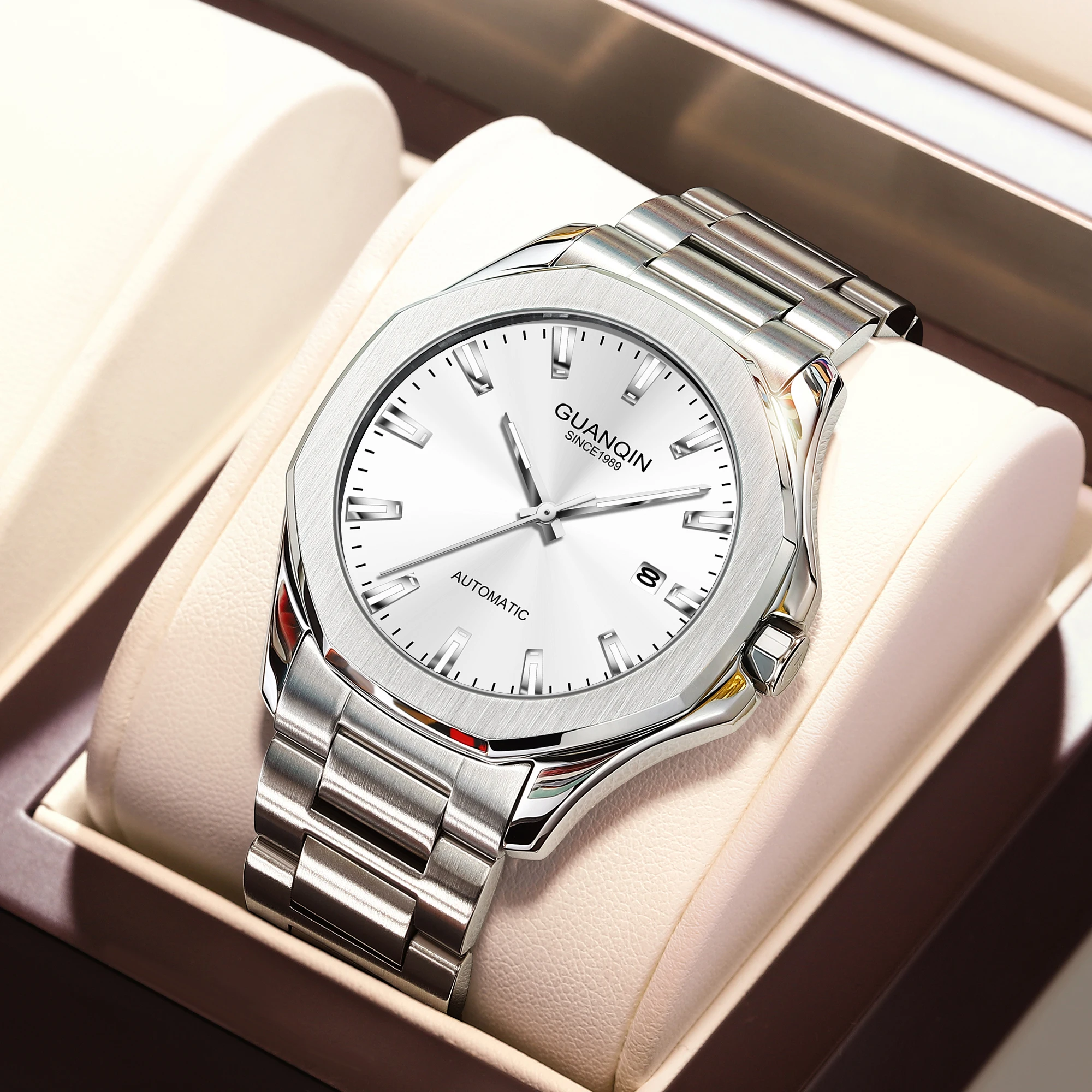 GUANQIN GJ16231 #2 Business Men Automatic Mechanical Luxury Skeleton Japan Movement Waterproof Sport Wrist Watches