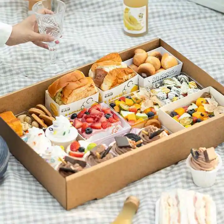 custom logo biodegradable food grade kraft paper boxes takeout chicken food packaging boxes for small business