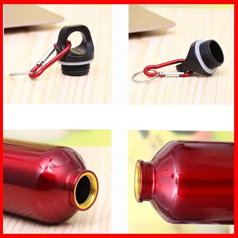 Promotional Custom Colorful Reusable 20 Oz Metal Aluminum Sports Drink Water Bottle 500ml 750ml With Carabiner Cover