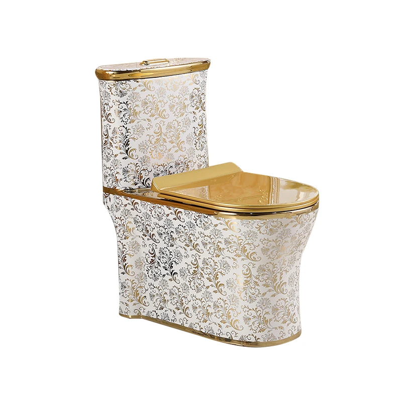 Bathroom Gold Plated Water Closet Modern One Piece S-Trap Water Closet China Gold Toilet