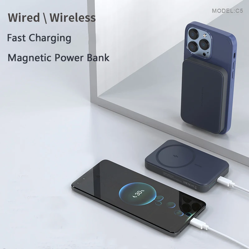 5000mah 20w 18w Portable Magnetic Wireless Charger Power Bank for Iphone Apple Magsafing