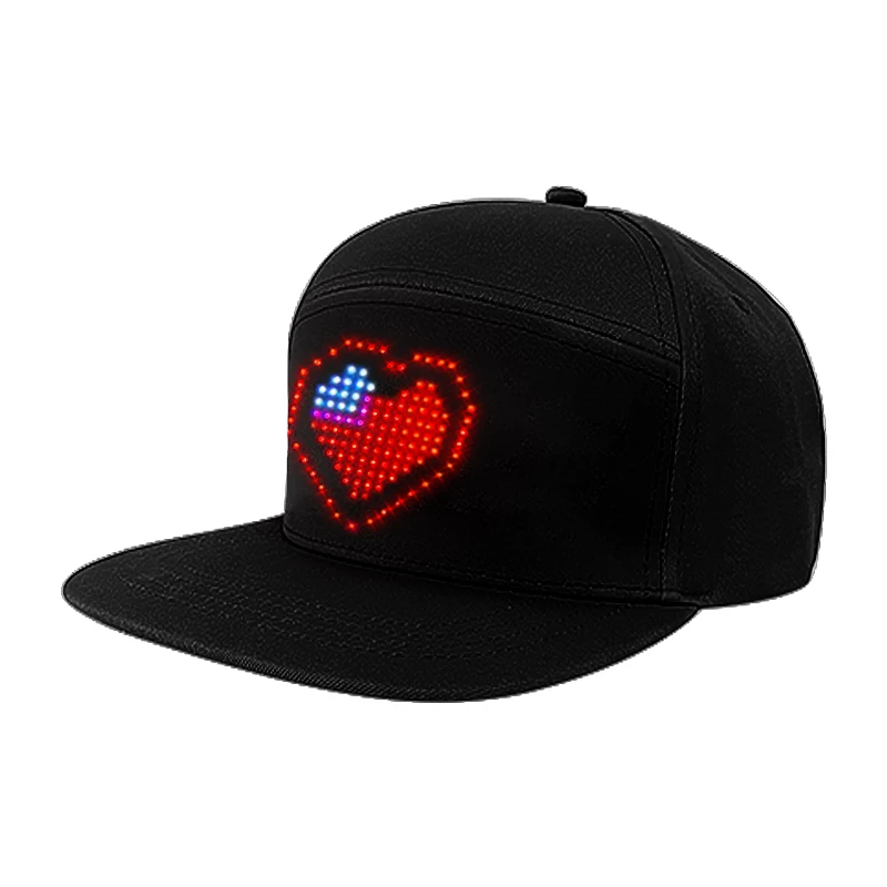 RGB Color Scrolling Message LED Cap with APP Programmable Rechargeable LED Baseball Cap Luminous Party Light Hat