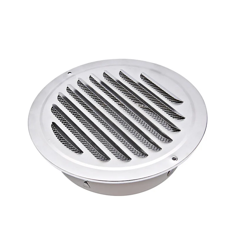 Round Stainless Steel Exhaust Grille Louvered Air Vent with Screen Mesh External Wall Dryer Duct Vent Cover Product Type Drains