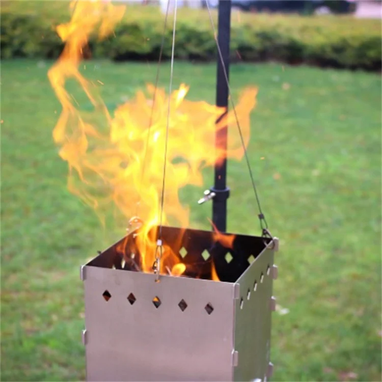 Hanging Furnace Stainless Steel Folding Bonfire Stove Firewood Charcoal Barbecue