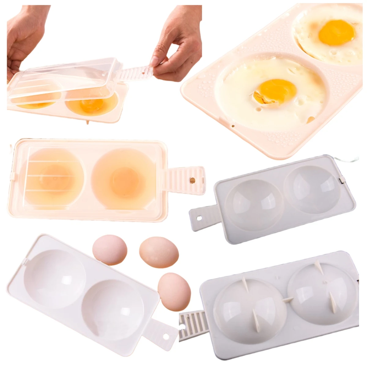 Kitchen Breakfast Portable Egg Cooker DIY Mold Microwave Oven Steamer Can Cook 2 Eggs At A Time