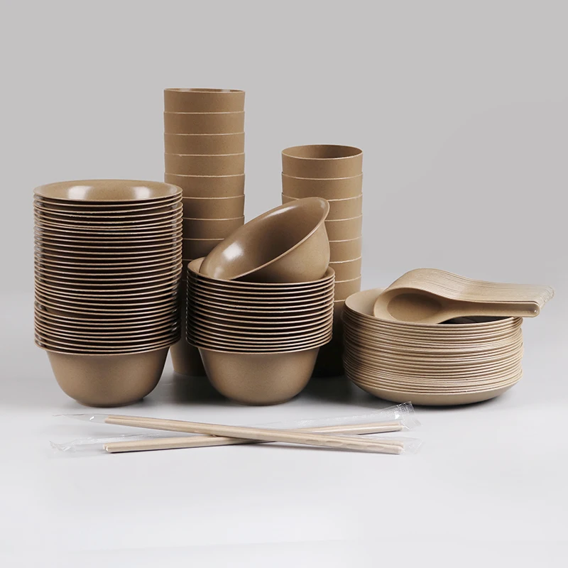 Environmental Protection Rice Husk Tableware DisposableTableware Biodegradable  Tableware Sets