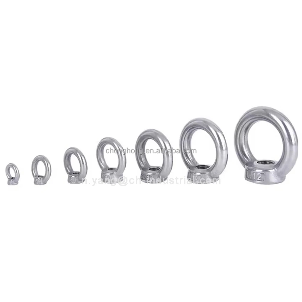 M6 M8 M10 M12 M20 Stainless Steel Ring Shape Oval Threaded Lifting Eye Nut DIN582 Lifting Nut 304 316 Stainless Eye Nut